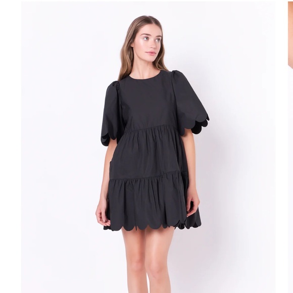 ENGLISH FACTORY SCALLOP DETAIL TIERED MINI DRESS- Medium - Picture 1 of 10